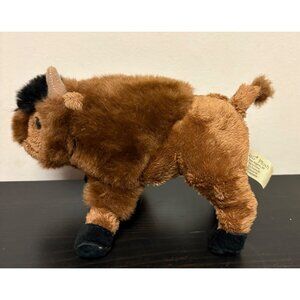 Soft Plush Bison Buffalo Stuffed Animal Toy By JAAG Plush 8" Long Brown & Black